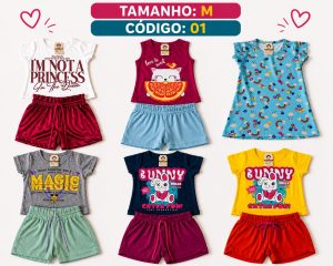 6 PROMOCIONAIS INFANTIS FEMININO VERÃO TAMANHO M CÓDIGO 01