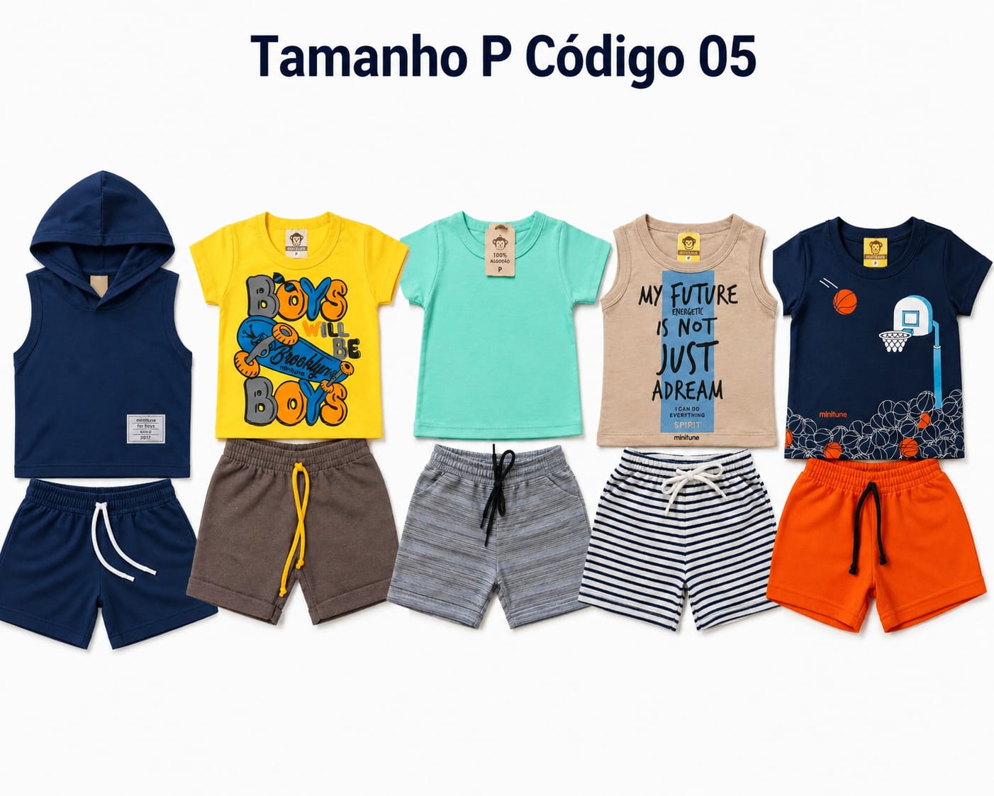 5 PROMOCIONAIS INFANTIS MASCULINO VERÃO TAMANHO P CÓDIGO 05