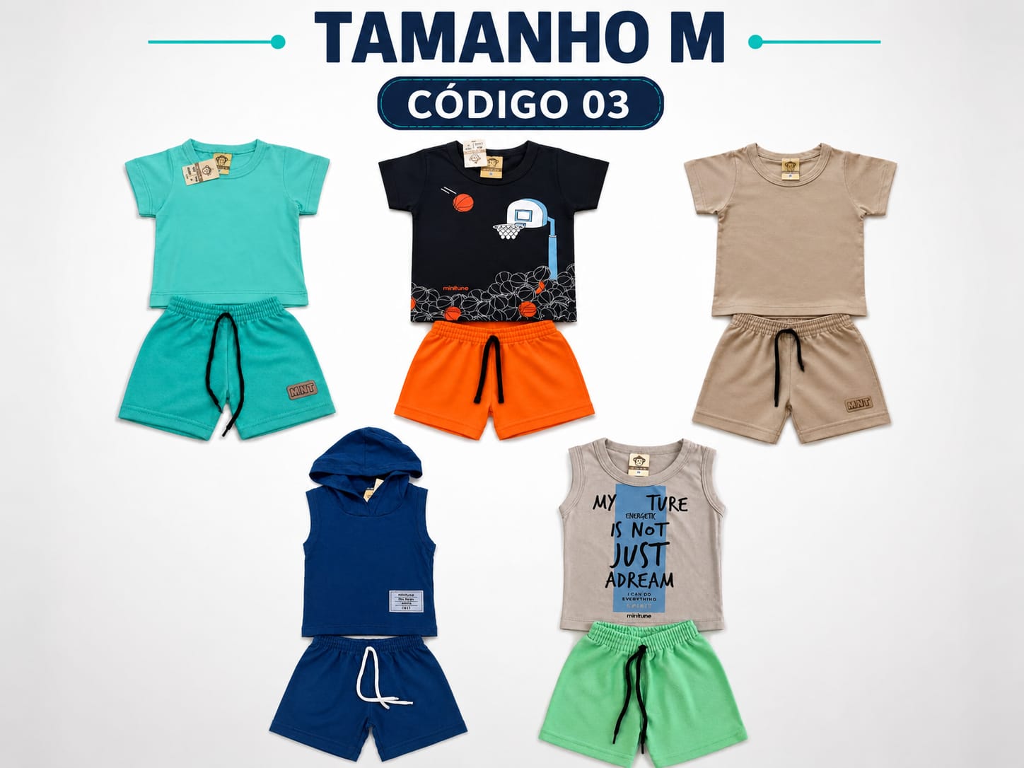 5 PROMOCIONAIS INFANTIS MASCULINO VERÃO TAMANHO M CÓDIGO 03