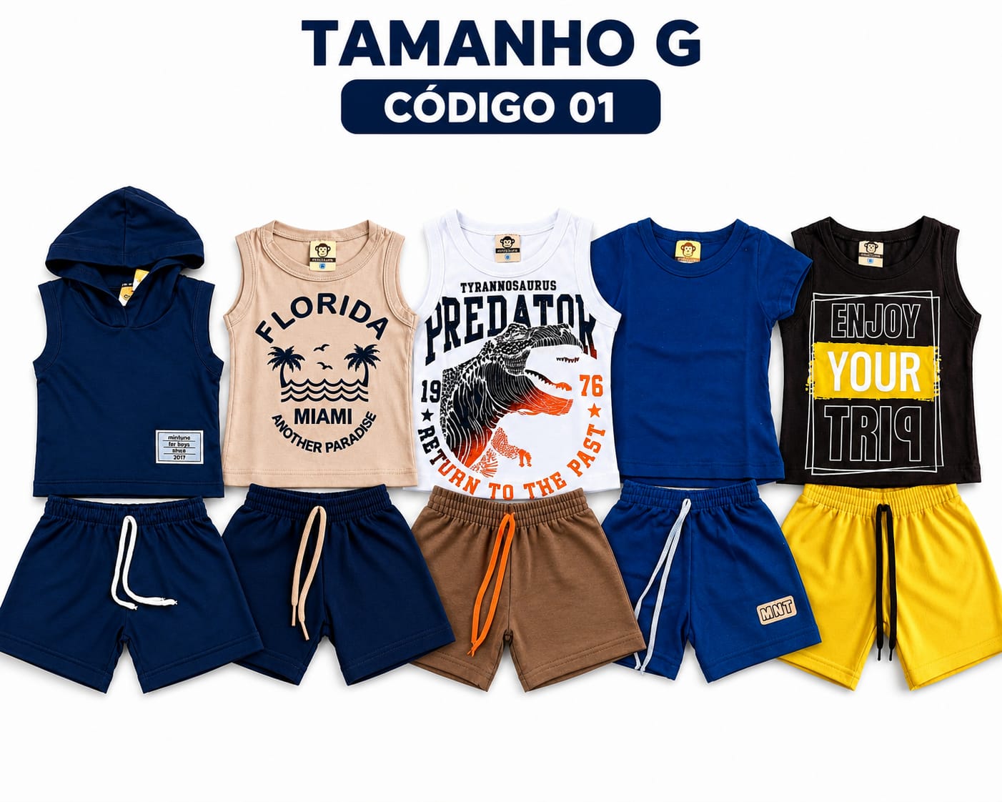 5 PROMOCIONAIS INFANTIS MASCULINO VERÃO TAMANHO G CÓDIGO 01