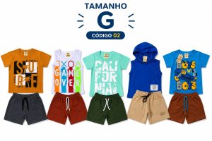 5  PROMOCIONAIS INFANTIS MASCULINO VERÃO TAMANHO G CÓDIGO 02