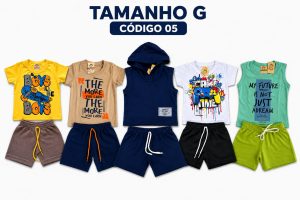 5 PROMOCIONAIS INFANTIS MASCULINO VERÃO TAMANHO G CÓDIGO 05