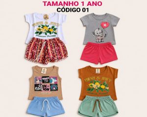 4  PROMOCIONAIS INFANTIS FEMININO VERÃO TAMANHO 1 ANO CÓDIGO 01