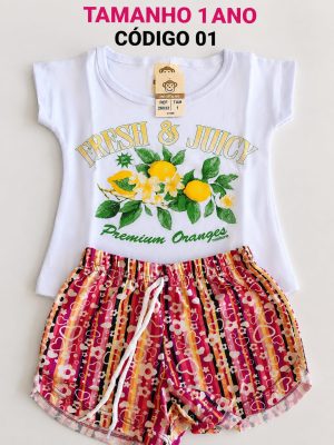 4  PROMOCIONAIS INFANTIS FEMININO VERÃO TAMANHO 1 ANO CÓDIGO 01
