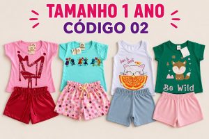 4  PROMOCIONAIS INFANTIS FEMININO VERÃO TAMANHO 1 ANO CÓDIGO 02