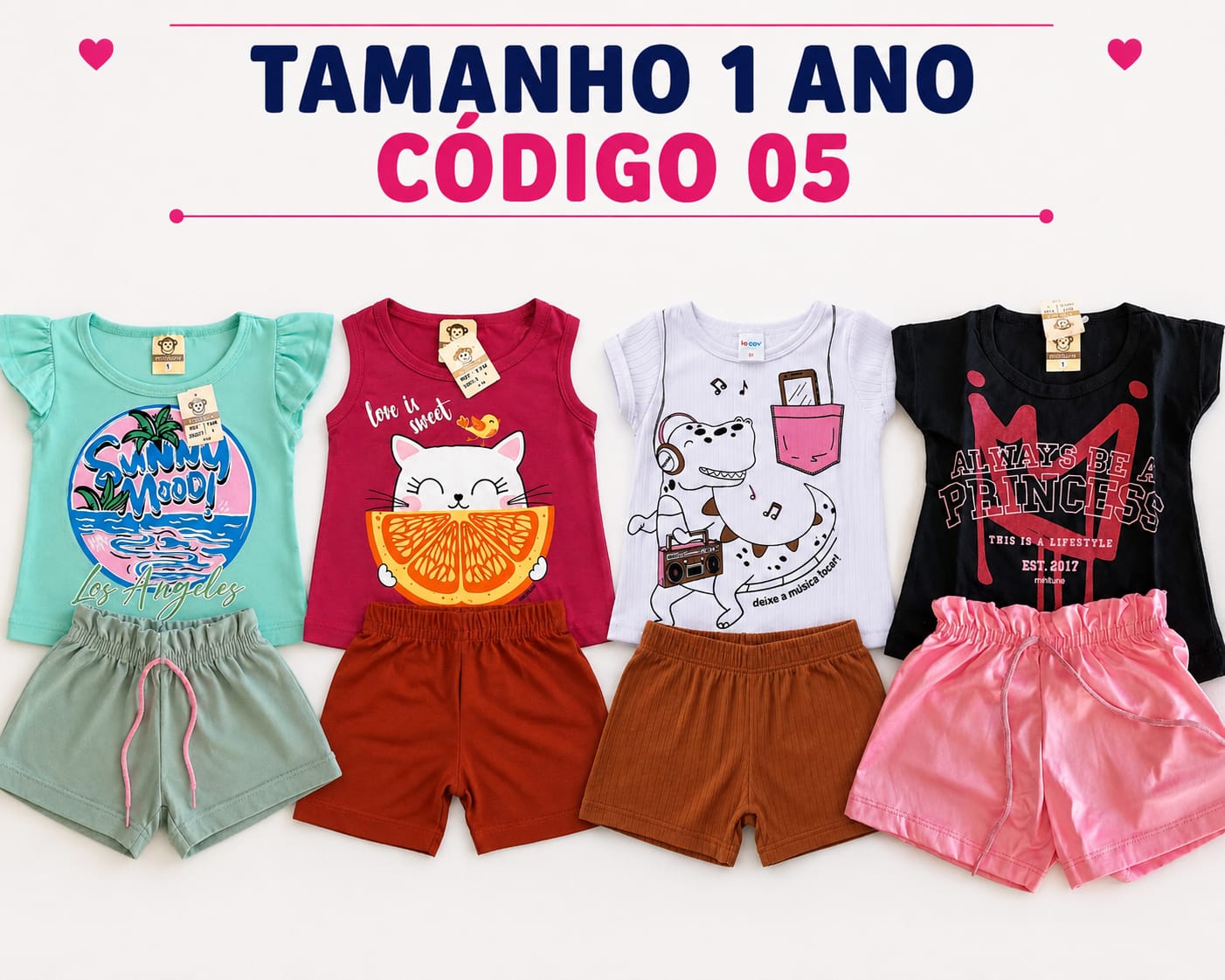 4 PROMOCIONAIS INFANTIS FEMININO VERÃO TAMANHO 1 ANO CÓDIGO 05