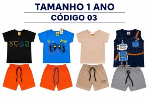 4 PROMOCIONAIS INFANTIS MASCULINO VERÃO TAMANHO 1 ANO CÓDIGO 03