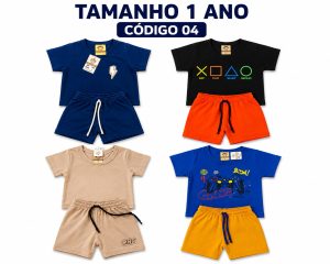 4 PROMOCIONAIS INFANTIS MASCULINO VERÃO TAMANHO 1 ANO CÓDIGO 04