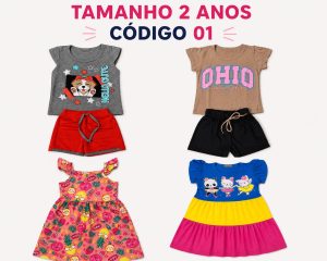 4  PROMOCIONAIS INFANTIS FEMININO VERÃO TAMANHO 2 ANOS CÓDIGO 01