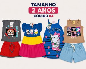 4  PROMOCIONAIS INFANTIS FEMININO VERÃO TAMANHO 2 ANOS CÓDIGO 04