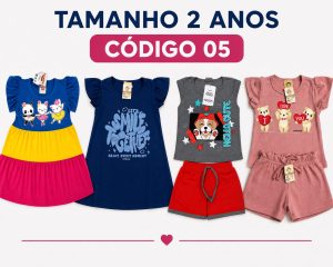 4  PROMOCIONAIS INFANTIS FEMININO VERÃO TAMANHO 2 ANOS CÓDIGO 05