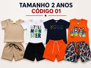 4  PROMOCIONAIS INFANTIS MASCULINO VERÃO TAMANHO 2 ANOS CÓDIGO 01