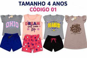 4  PROMOCIONAIS INFANTIS FEMININO VERÃO TAMANHO 4 ANOS CÓDIGO 01