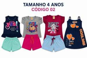 4  PROMOCIONAIS INFANTIS FEMININO VERÃO TAMANHO 4 ANOS CÓDIGO 02