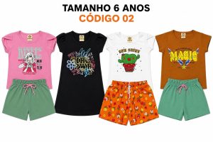 4  PROMOCIONAIS INFANTIS FEMININO VERÃO TAMANHO 6 ANOS CÓDIGO 02