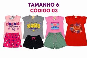 4  PROMOCIONAIS INFANTIS FEMININO VERÃO TAMANHO 6 ANOS CÓDIGO 03