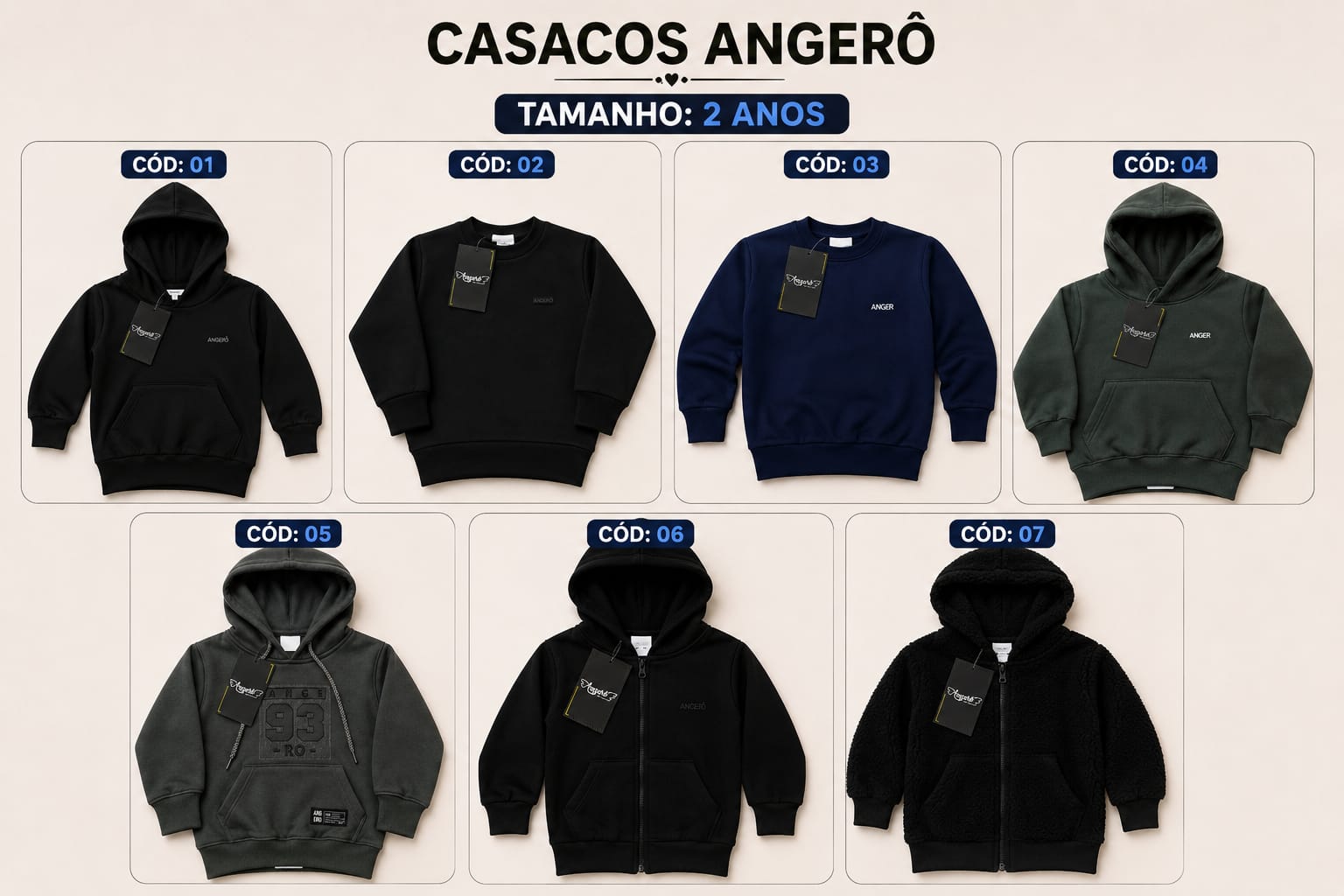 CASACOS DE MOLETOM ANGERÔ 2 ANOS