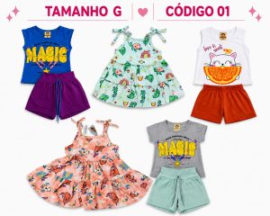 5 PROMOCIONAIS INFANTIS FEMININO VERÃO TAMANHO G CÓDIGO 01
