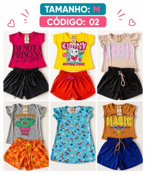 6 PROMOCIONAIS INFANTIS FEMININO VERÃO TAMANHO M CÓDIGO 02