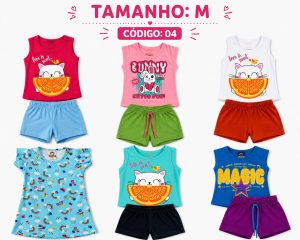 6 PROMOCIONAIS INFANTIS FEMININO VERÃO TAMANHO M CÓDIGO 04