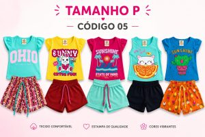 5 PROMOCIONAIS INFANTIS FEMININO VERÃO TAMANHO P CÓDIGO 05